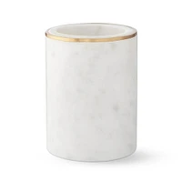 White Marble and Brass Toothbrush Holder