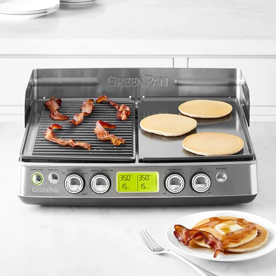 GreenPan™ Premiere Smoke-Less Grill & Griddle with Ceramic Nonstick Coating in Stainless Steel