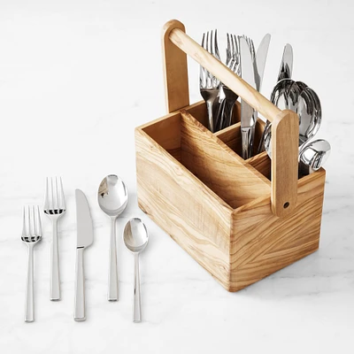 Olivewood Flatware Caddy with Blockley Flatware Set