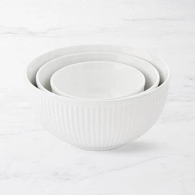 Ribbed Ceramic Mixing Bowls, Set of 3