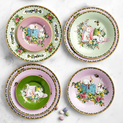 Famille Rose Bunny Appetizer Plates, Set of 4