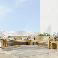 Larnaca Outdoor Natural Teak x All Weather Weave Customizable Sectional (27")