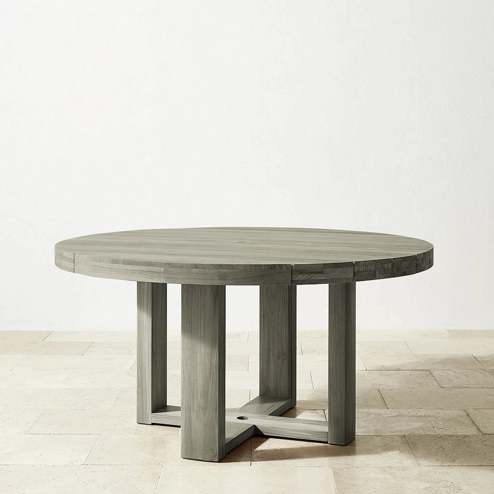 Larnaca Outdoor Grey Teak Round Dining Table