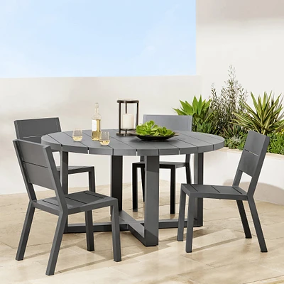 Larnaca Outdoor Slate Grey Metal Round Dining Table