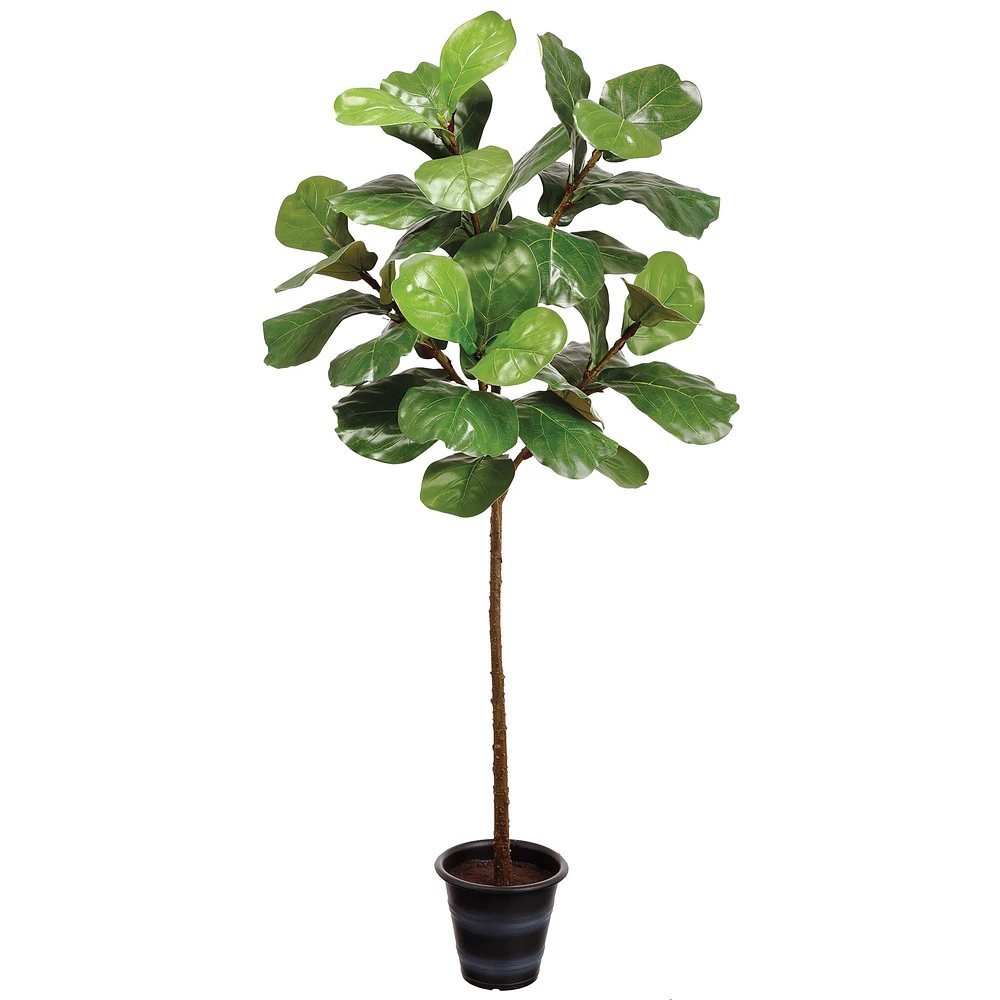 Faux Fiddle Leaf Tree in Plastic Pot, 5.25'