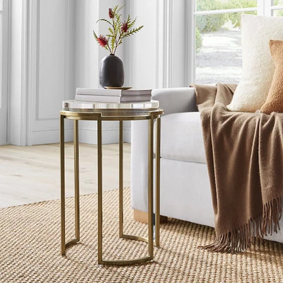 Lago Accent Table, Antique Brass