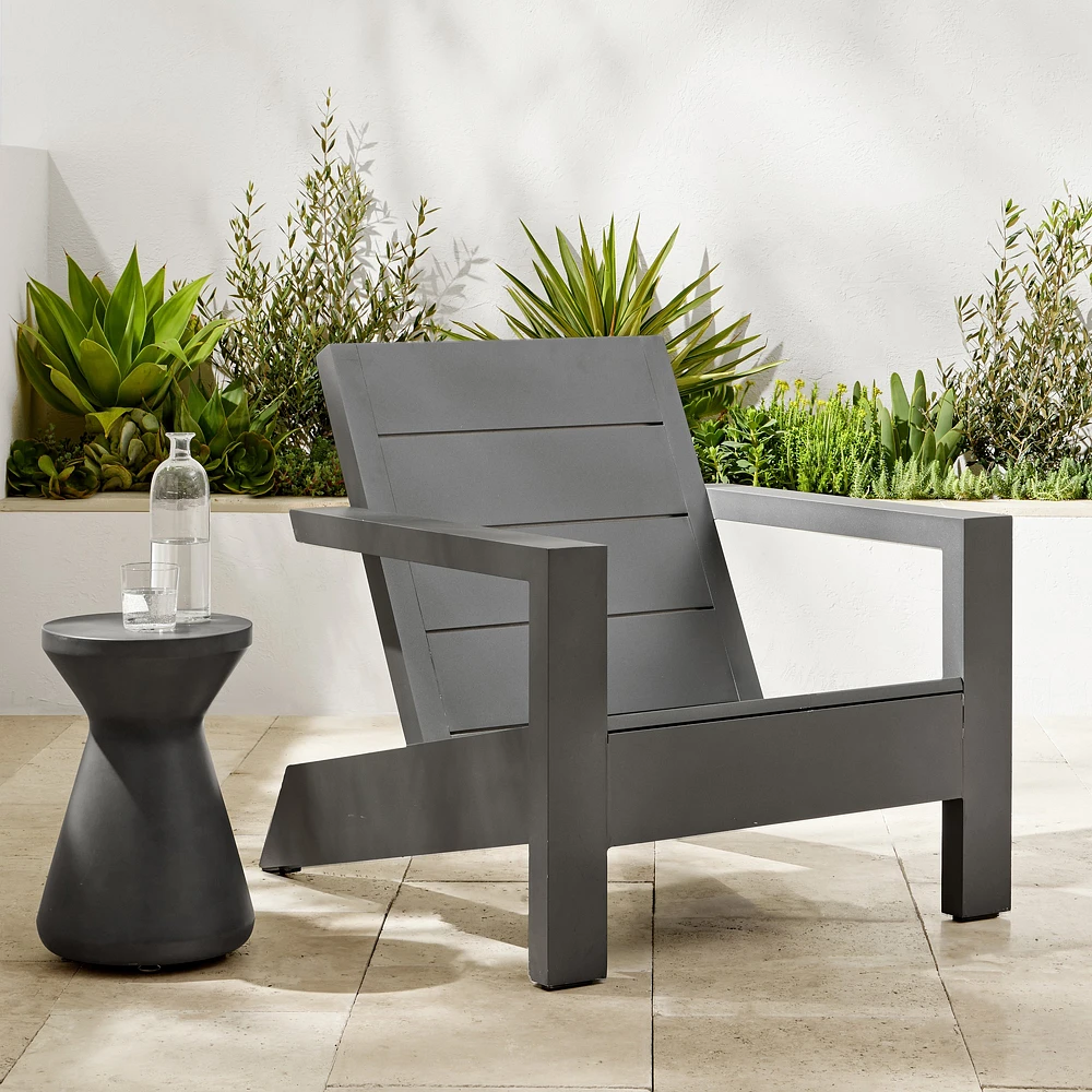 Larnaca Outdoor Slate Grey Metal Deck Chair