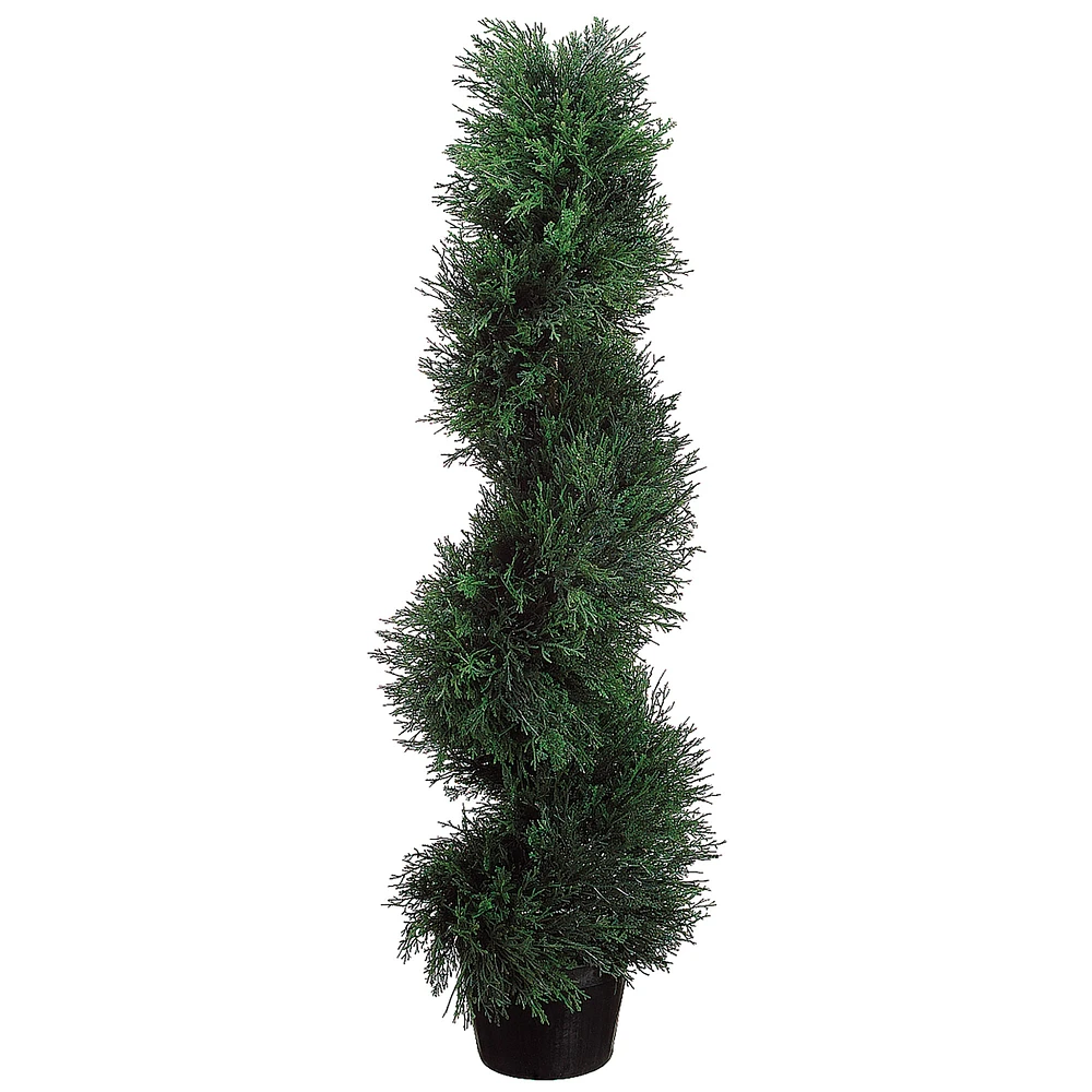 Spiral Faux Cedar Topiary Plastic Pot, 3'-6'