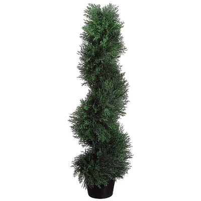 Spiral Faux Cedar Topiary Plastic Pot