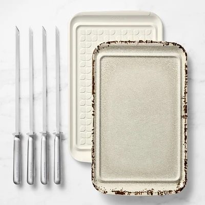 Williams Sonoma Rustic Grill Prep Trays with Stainless-Steel Skewers