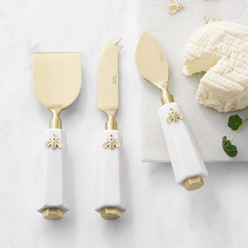 Marble Honeycomb Cheese Knives, Set of 3
