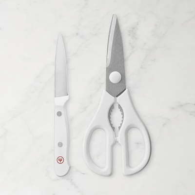 Wüsthof Gourmet White Paring Knife and Shear, Set of 2