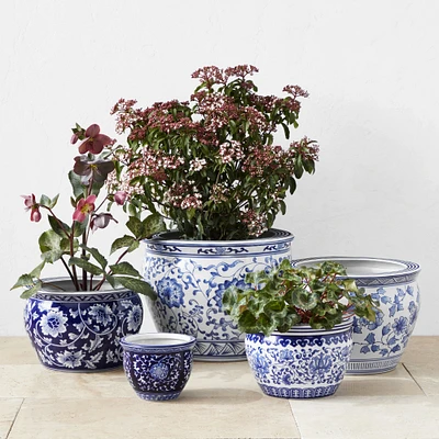 Blue & White Complete Ceramic Planter Set