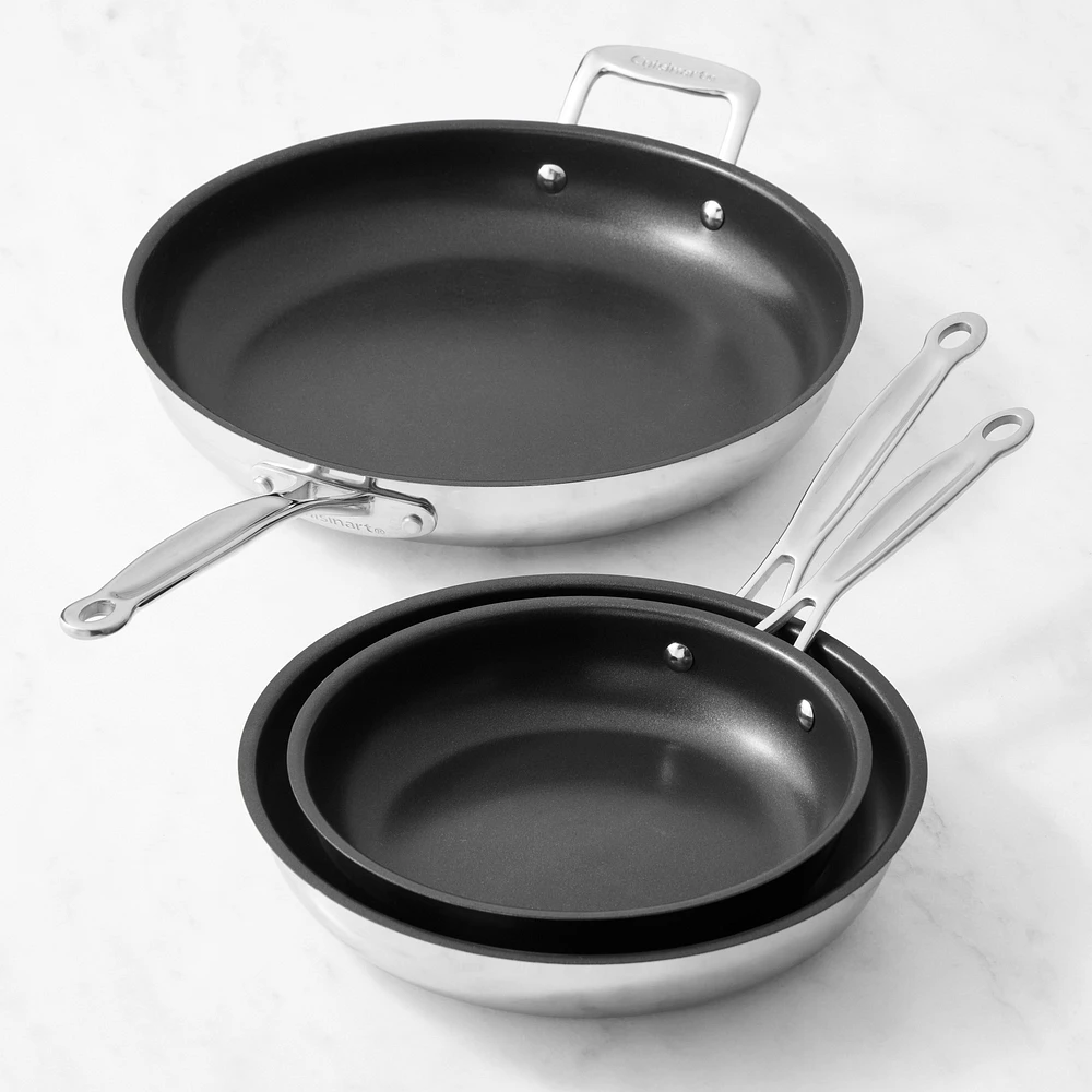 Cuisinart Chef's Classic Stainless-Steel Nonstick Fry Pans, Set of 3