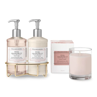 Williams Sonoma Pink Grapefruit Hand Soap & Lotion, Deluxe 6-Piece Set