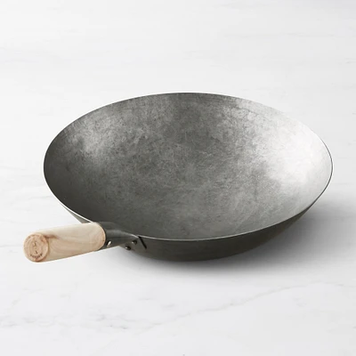 Williams Sonoma Carbon Steel Round-Bottom Wok with Ring, 14"