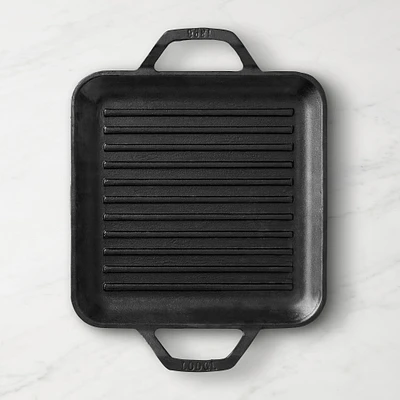 Lodge Chef Collection Seasoned Cast Iron Double Handled Square Grill, 11"