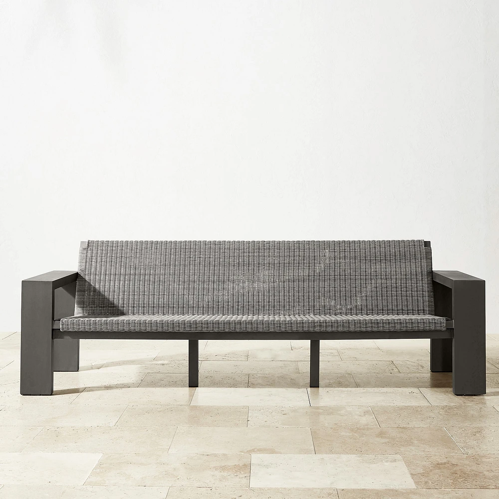 Larnaca Outdoor Slate Grey Metal x All-Weather Weave Sofa (69"-96")