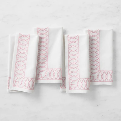 Embroidered Lattice Napkins, Set of 4