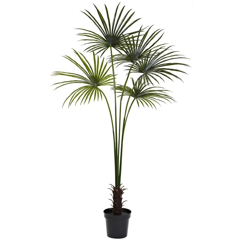UV Resistant Faux Fan Palm Tree, 7'
