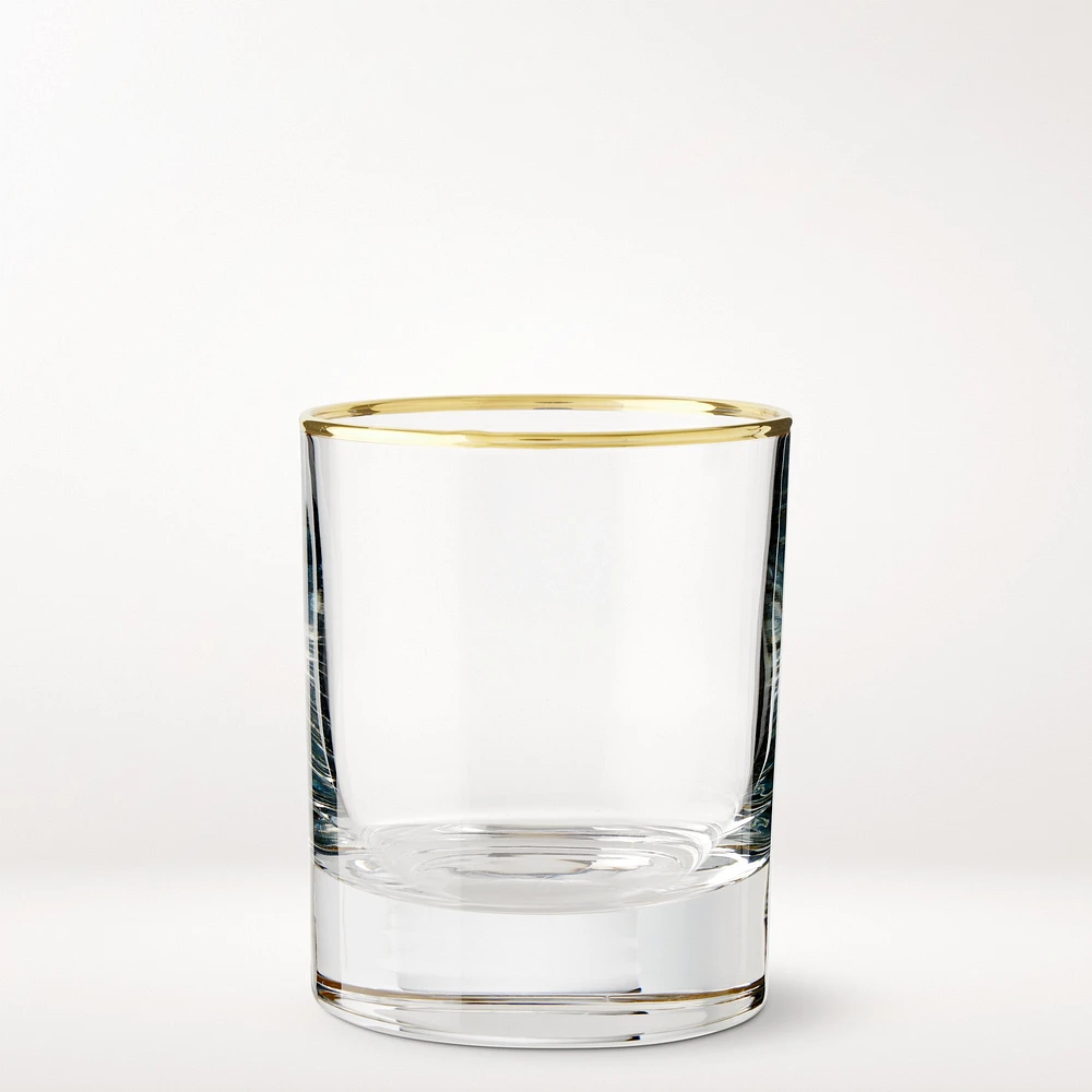 Gold Rim Single Old-Fashioned Glasses, Set of 4