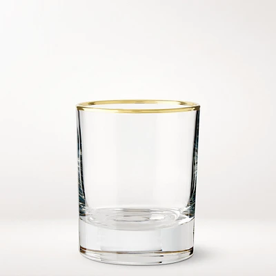 Gold Rim Single Old-Fashioned Glasses, Set of 4