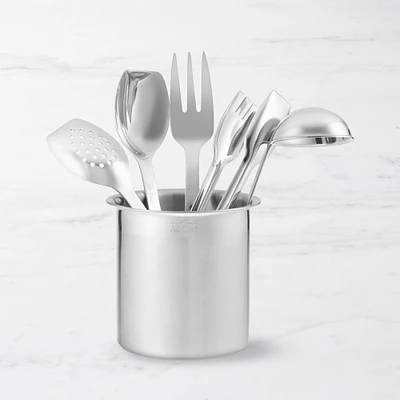 All-Clad Cook & Serve Stainless-Steel Utensils with Utensil Holder, Set of 6