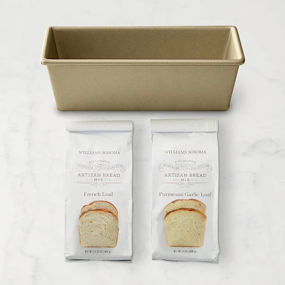 Williams Sonoma Artisan French & Parmesan Garlic Bread Mixes with Goldtouch® Pro Loaf Pan