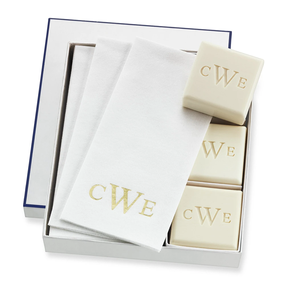 Williams Sonoma Home Monogrammed Soap & Towel Gift Set