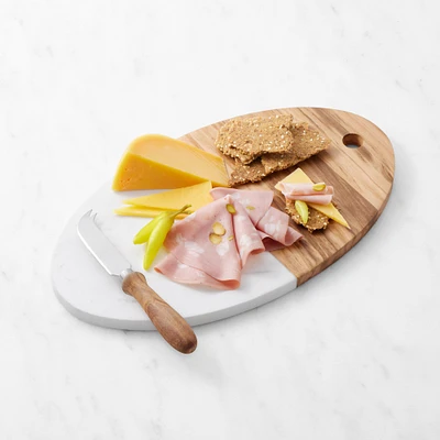 Olivewood & White Marble Oval Cheese Board