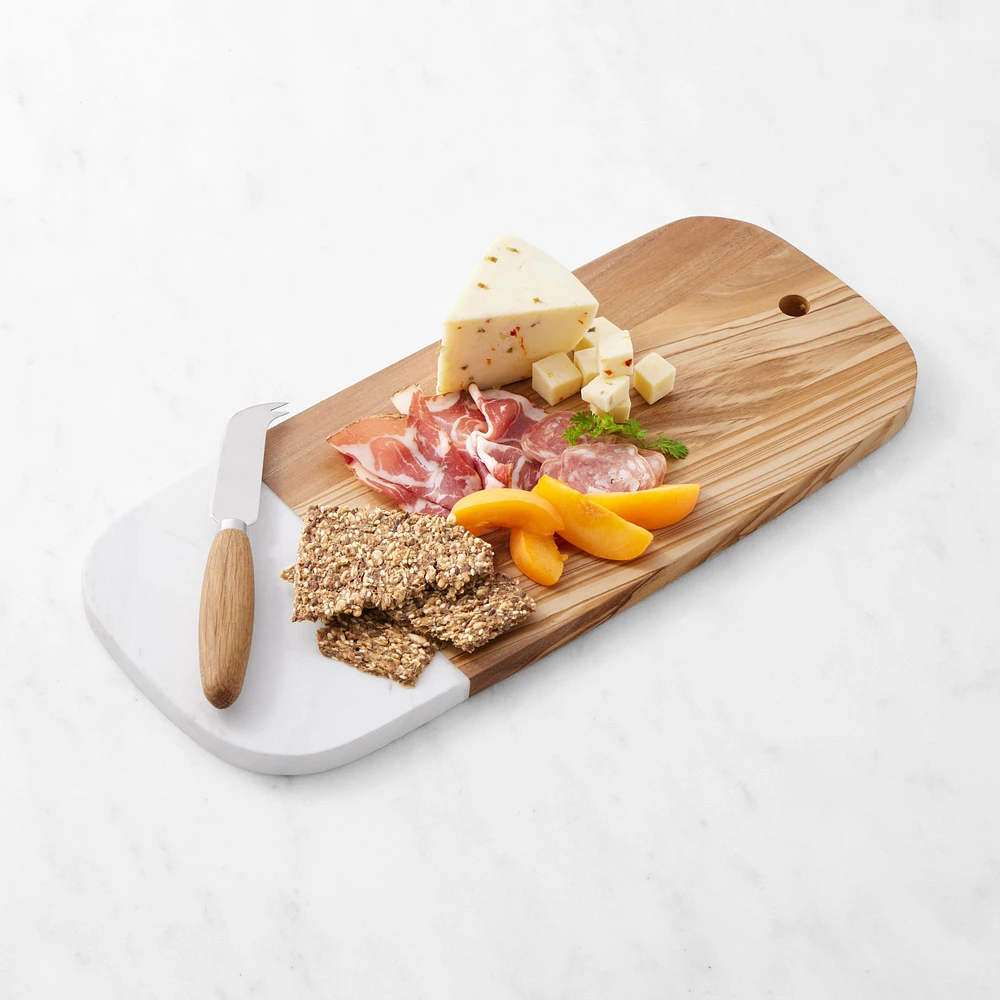 Olivewood & White Marble Rectangular Cheese Board