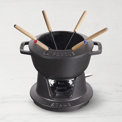 Staub Enameled Cast Iron Fondue Pot, 1 3/4 Qt., Matte Black