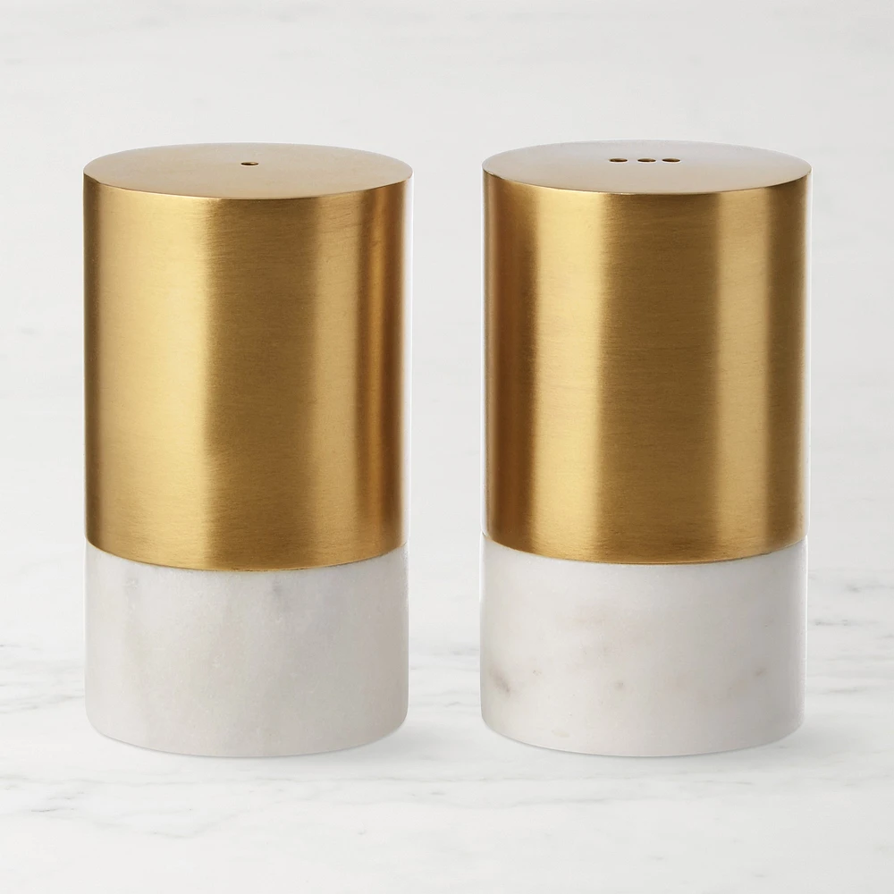 Marble & Brass Salt & Pepper Shakers