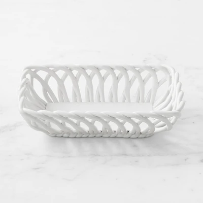 Low Ceramic Woven Bread Basket