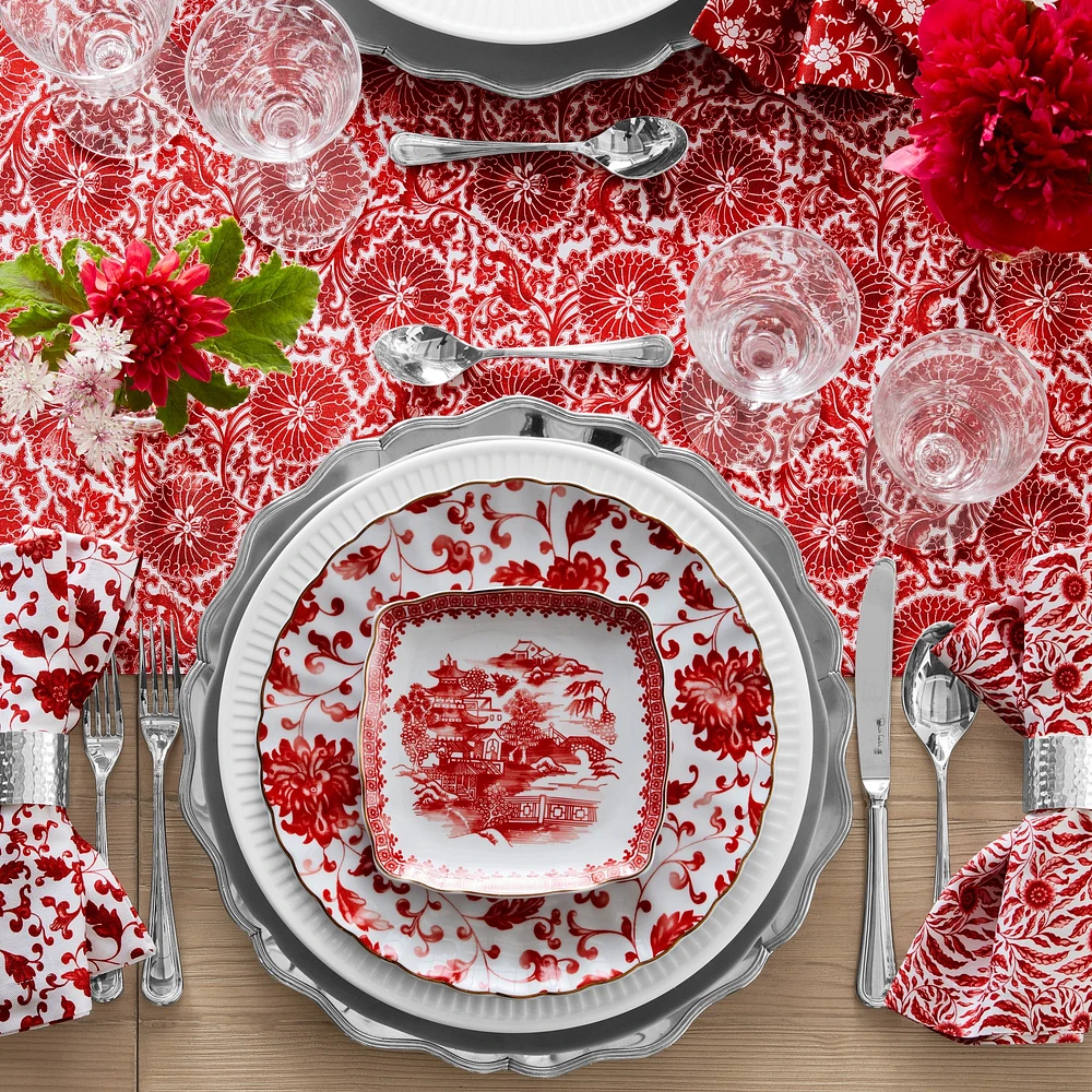 Marlo Thomas x Williams Sonoma Red Scenic Appetizer Plates, Set of 4