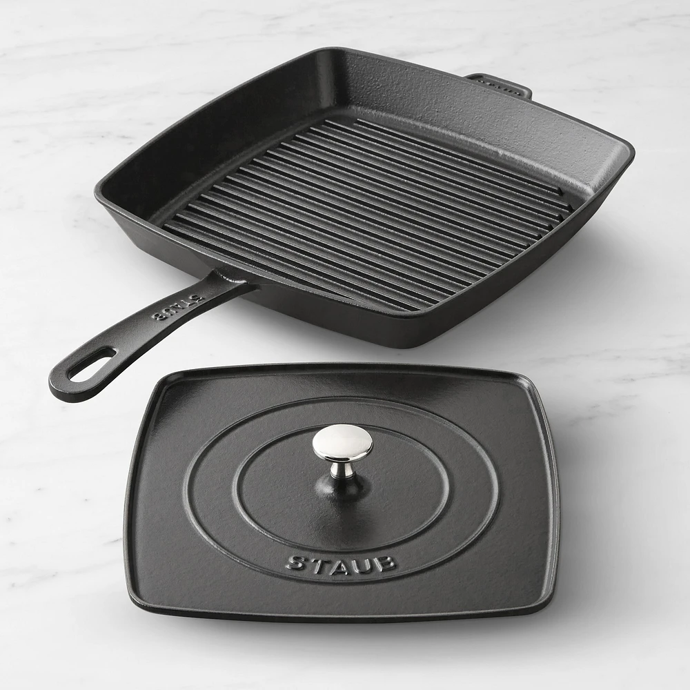 Staub Enameled Cast Iron Grill Pan & Press