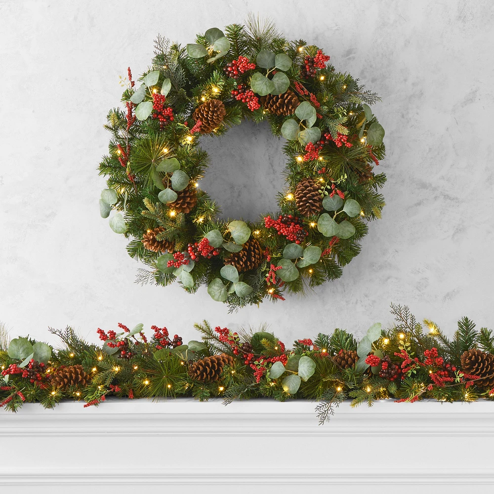 OPEN BOX: Tis the Season UV Protected Pre-Lit Faux Garland, 5'