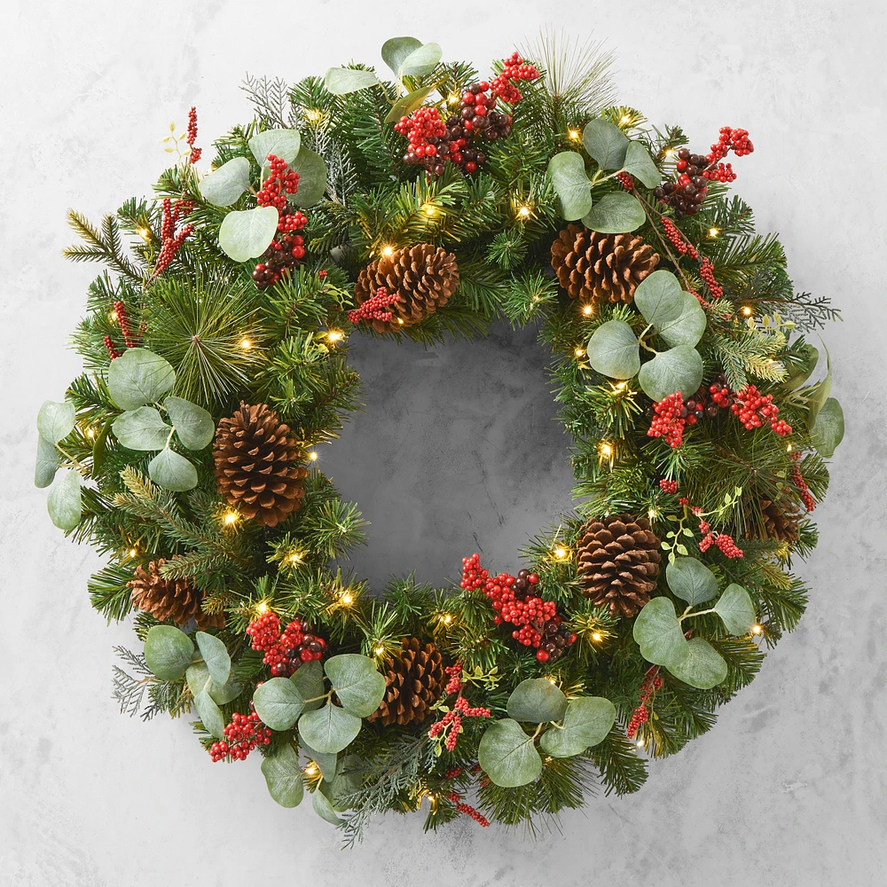 OPEN BOX: Tis the Season UV Protected Pre-Lit Faux Wreath