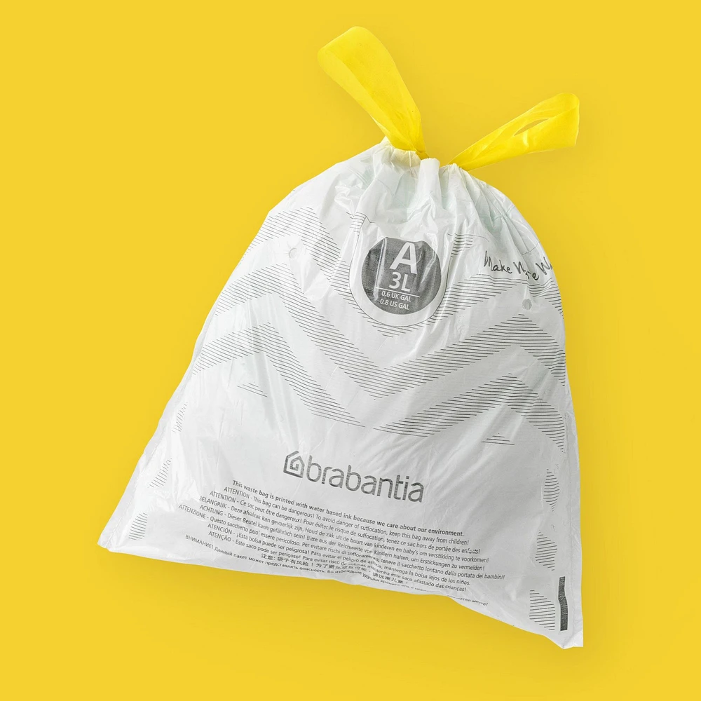 Brabantia PerfectFit Trash Bags, Code A, 0.8 Gallon (3L), 200-Count 