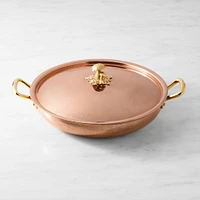 Ruffoni Historia Hammered Copper Round Wide Braiser with Mushroom Knob, 5 3/4-Qt.