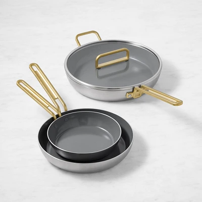 GreenPan™ Stanley Tucci™ Stainless-Steel Ceramic Nonstick 4-Piece Fry Pan Set