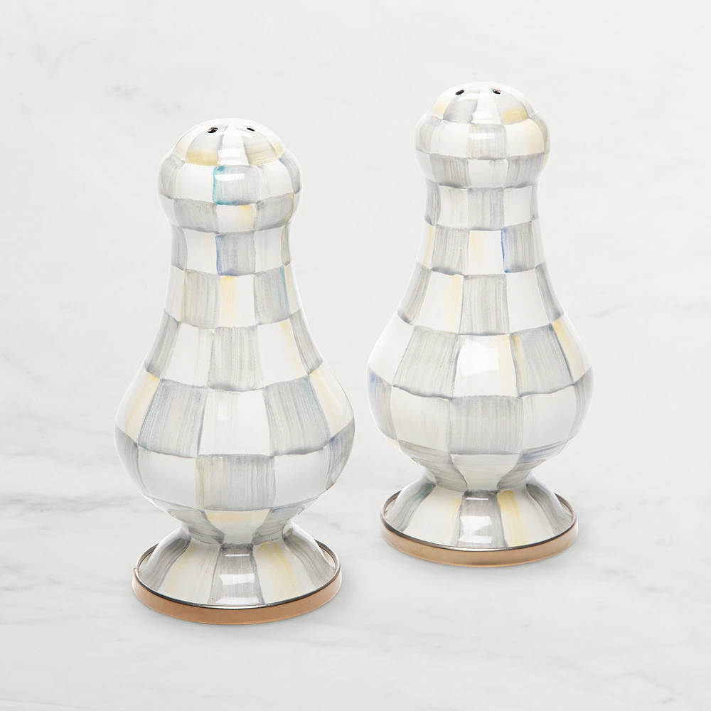 Mackenzie-Childs Sterling Check Large Salt & Pepper Shakers