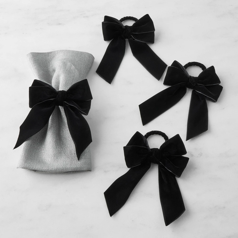 Velvet Bow Napkin Rings, Set of 4