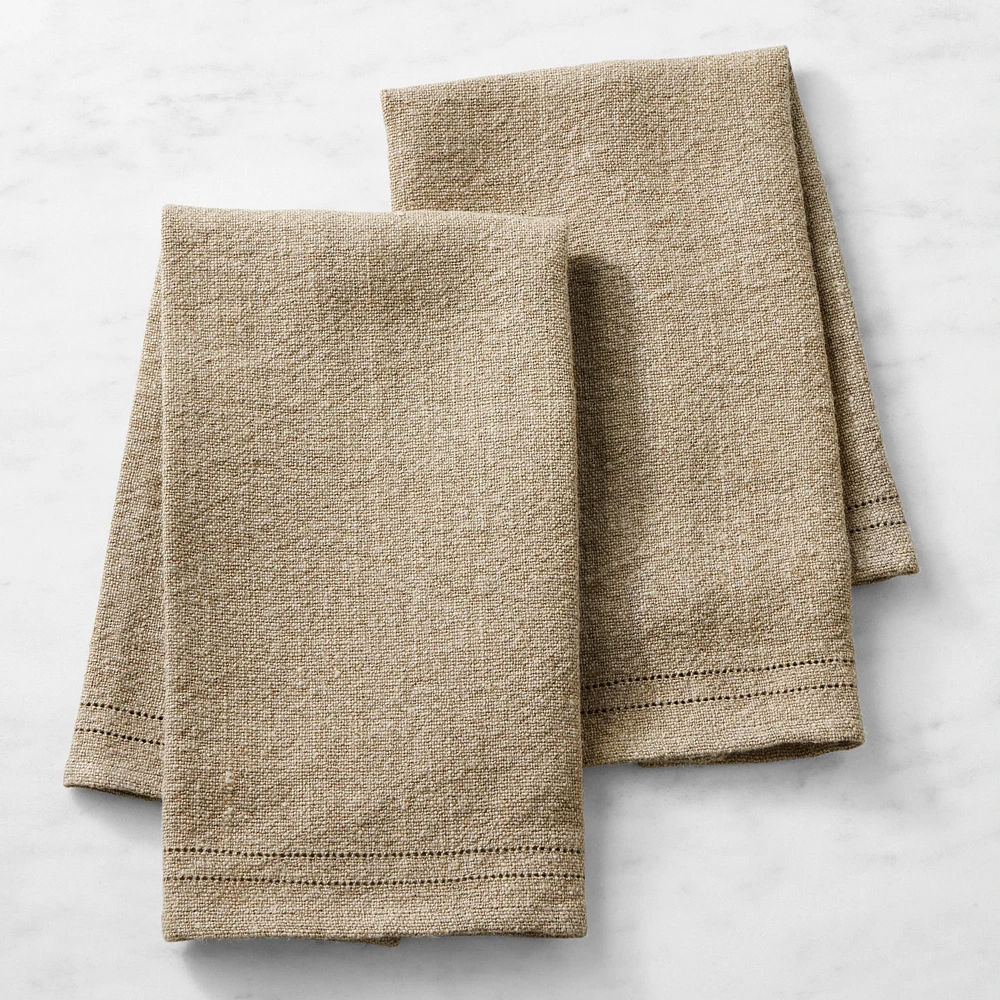 Linen Double Hemstitch Towels, Set of 2