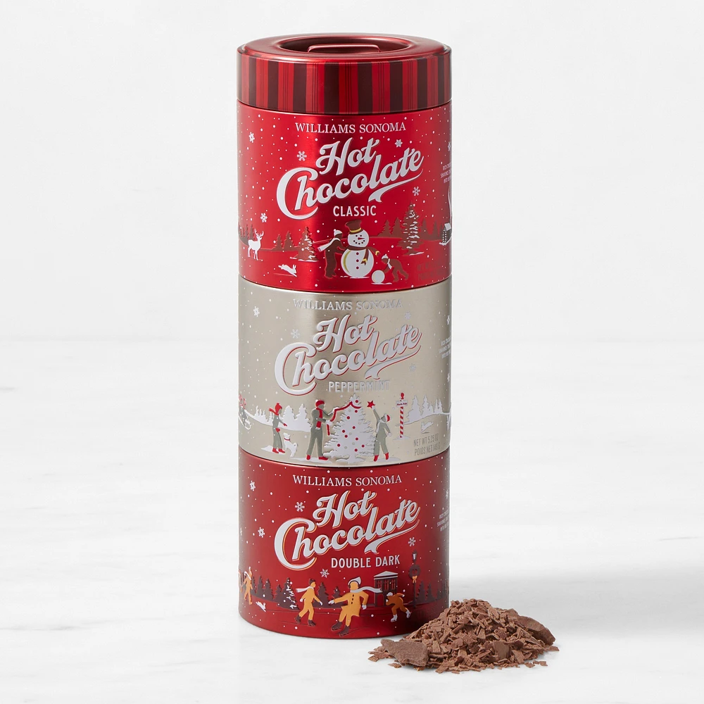 Williams Sonoma Classic, Peppermint, & Double Dark Hot Chocolate Sampler Tin