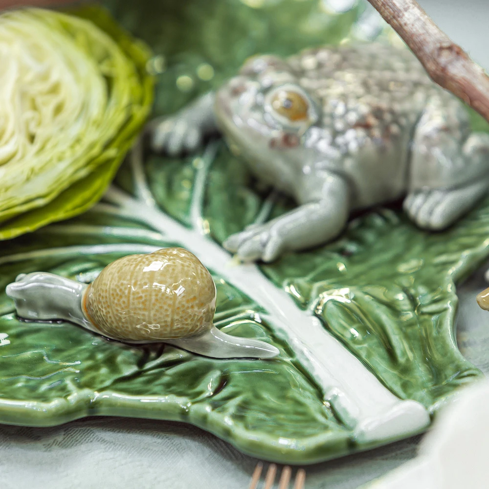 Bordallo Pinheiro Cabbage Leaf Cheese Board with Snail