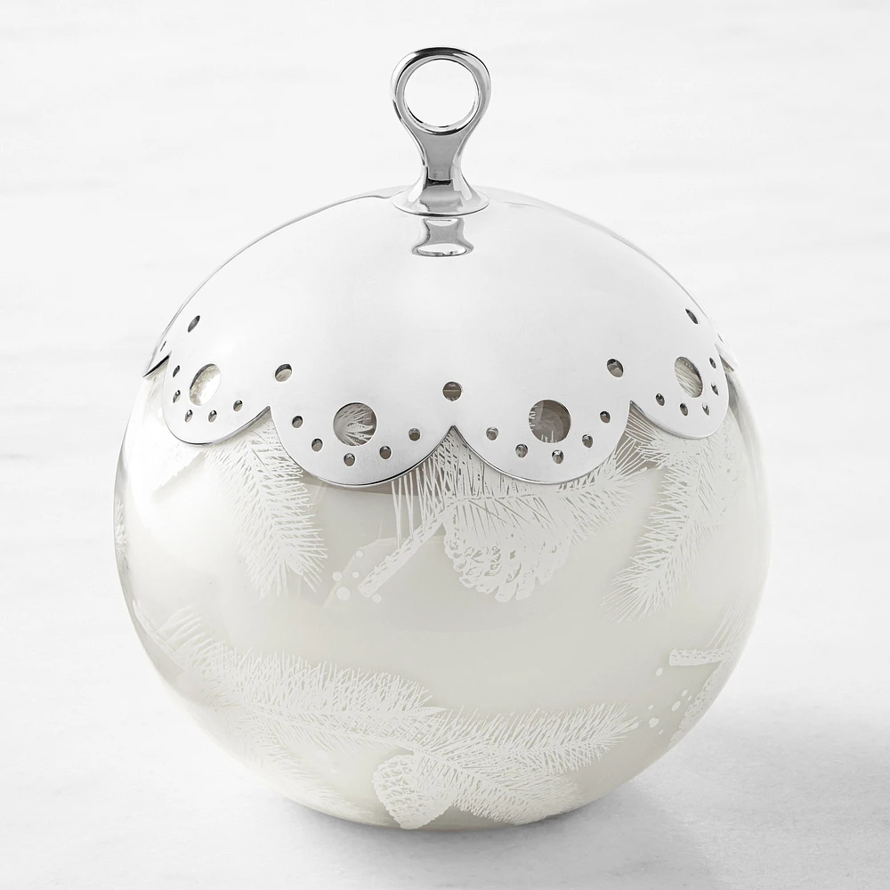 Williams Sonoma Winter Forest Etched Ornament Candle, Large