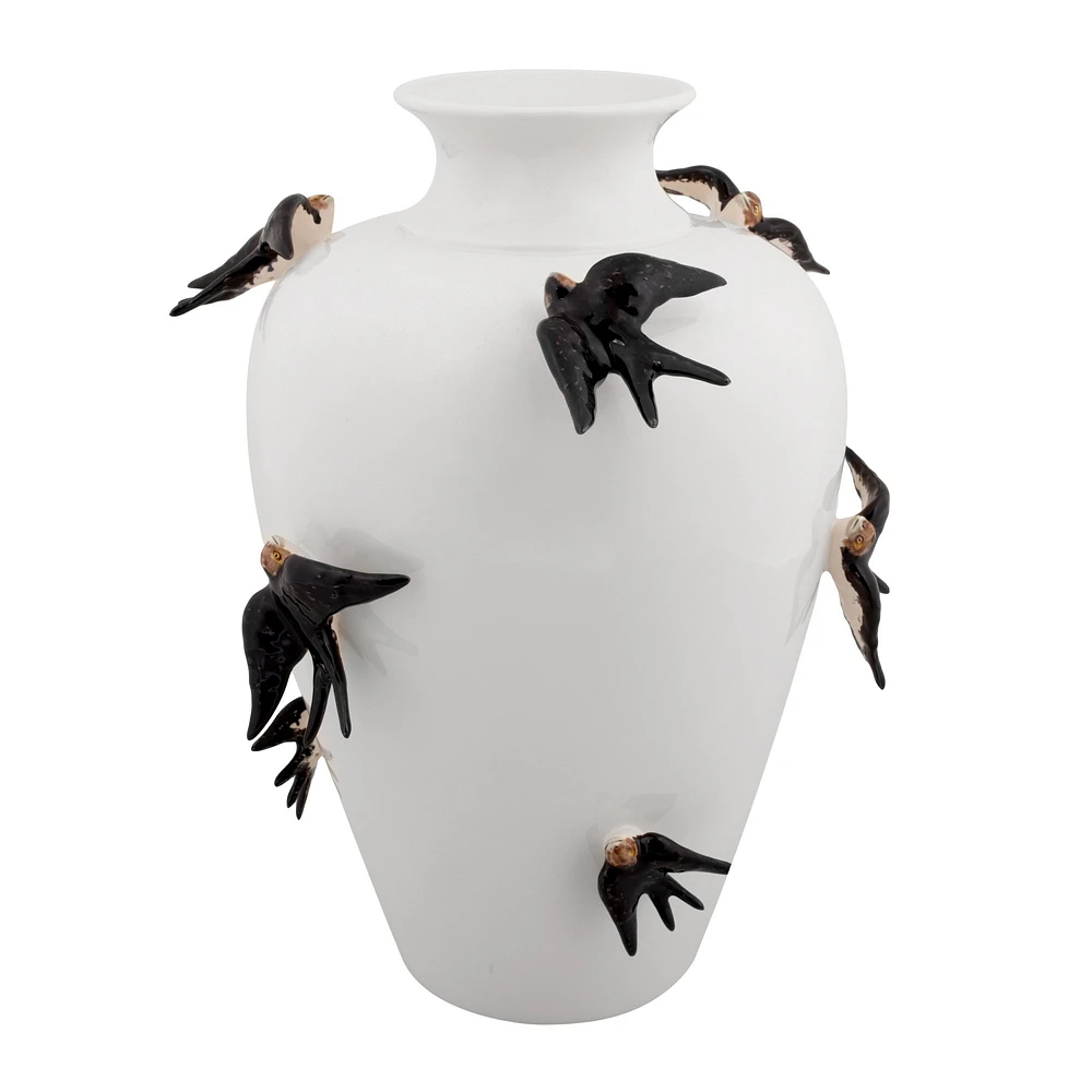 Bordallo Pinheiro Primavera Vase with Swallows