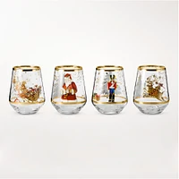 OPEN BOX: 'Twas the Night Before Christmas Nutcracker Stemless Wine Glasses, Set of 4