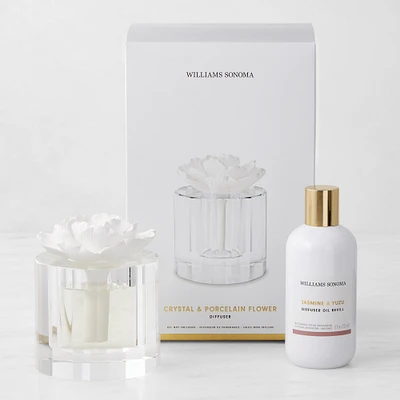 Williams Sonoma Crystal Flower Diffuser and Refill Set, Jasmine and Yuzu